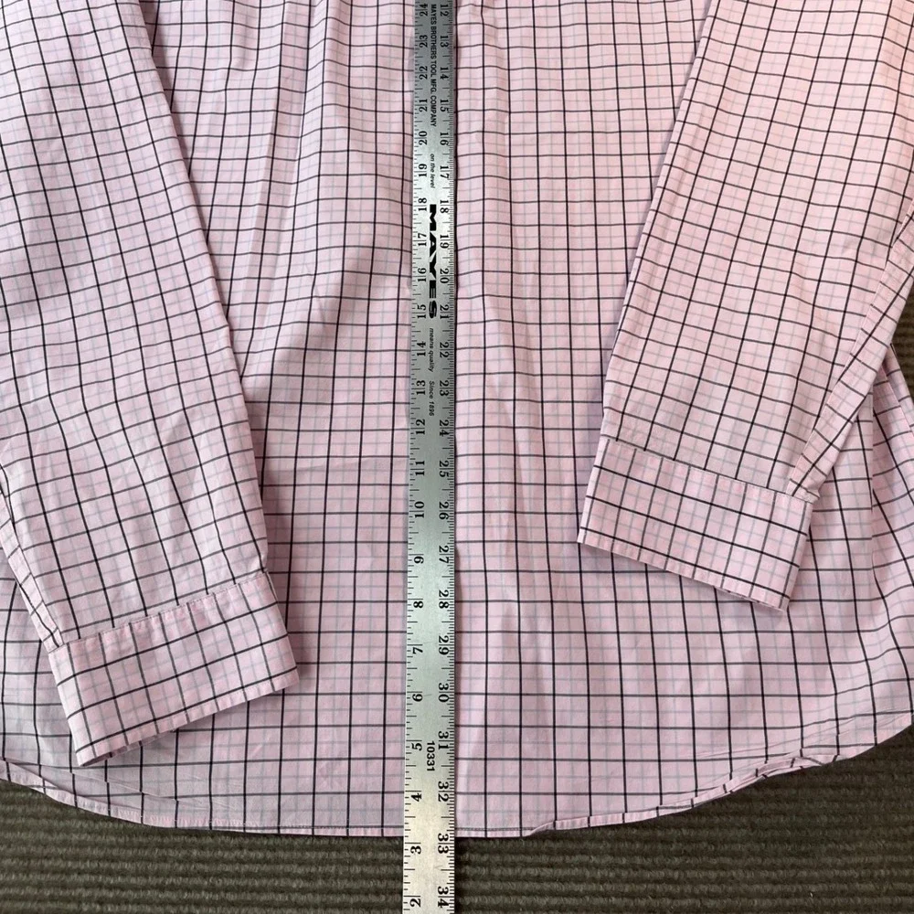 J.Crew Mens XLT Pink Windowpane Secret Wash Stretch Classic Button Down